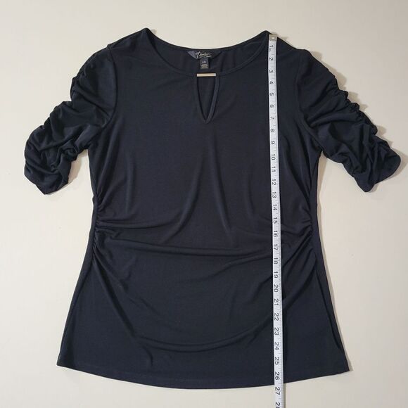 Thalia Sodi Women's Black Elbow Sleeve Keyhole Top - Picture 6 of 12